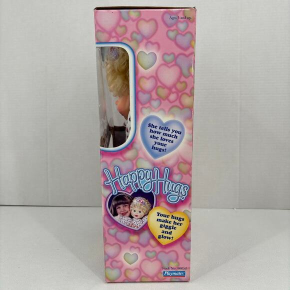 Vintage 1998 Playmates Happy Hugs Doll Hug Me I Glow Giggles Talks 14 Inch NOS - Picture 7 of 11